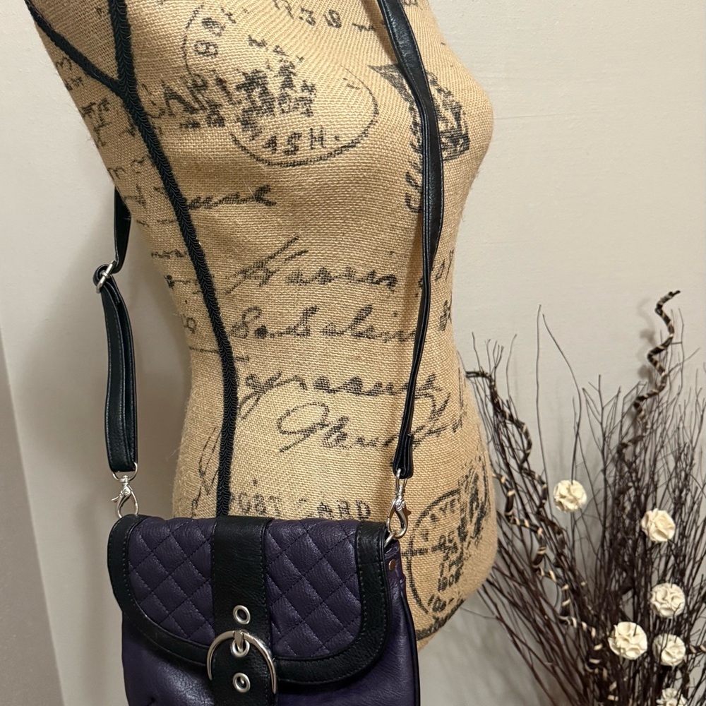 Grace Adele Elegant Purple and Black Quilted Bag